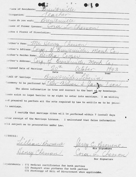 Liberian marriage application page 2